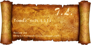 Tomásch Lili névjegykártya